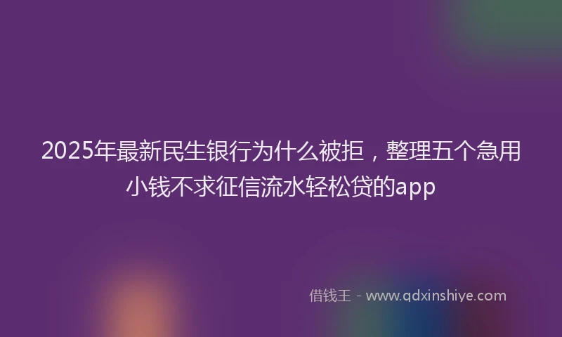 2025年最新民生银行为什么被拒，整理五个急用小钱不求征信流水轻松贷的app