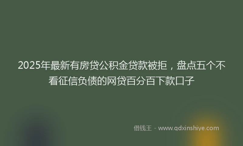 2025年最新有房贷公积金贷款被拒，盘点五个不看征信负债的网贷百分百下款口子