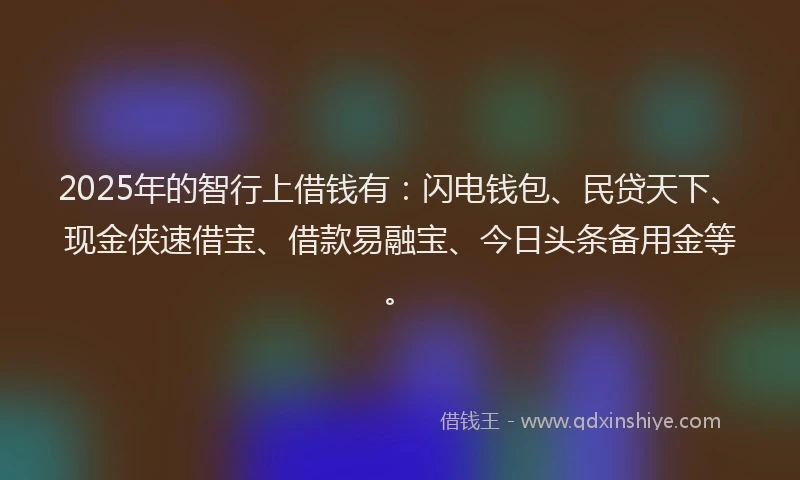 2025年的智行上借钱有：闪电钱包、民贷天下、现金侠速借宝、借款易融宝、今日头条备用金等。