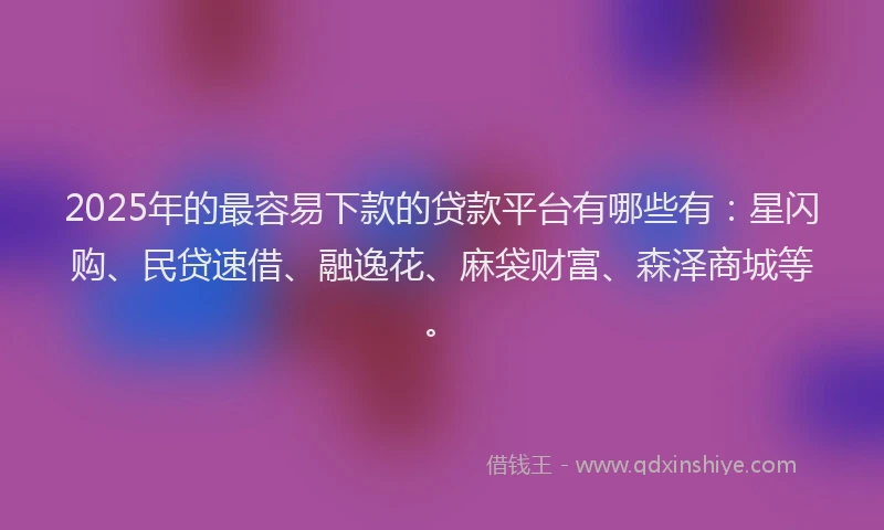 2025年的最容易下款的贷款平台有哪些有：星闪购、民贷速借、融逸花、麻袋财富、森泽商城等。