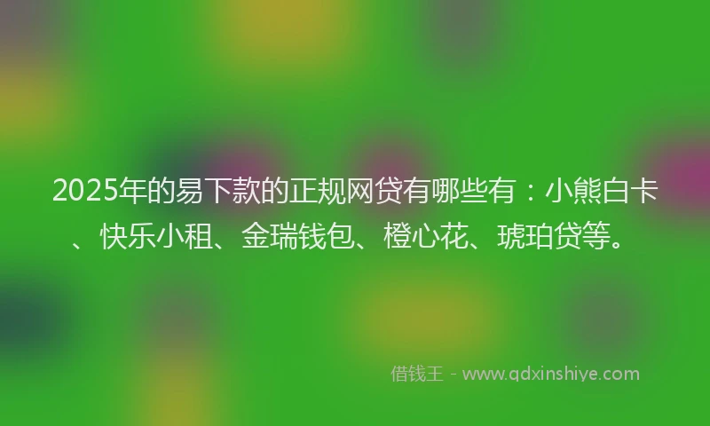 2025年的易下款的正规网贷有哪些有：小熊白卡、快乐小租、金瑞钱包、橙心花、琥珀贷等。