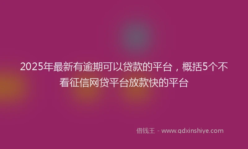 2025年最新有逾期可以贷款的平台，概括5个不看征信网贷平台放款快的平台