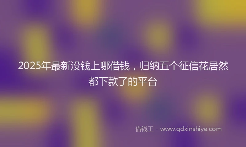 2025年最新没钱上哪借钱，归纳五个征信花居然都下款了的平台
