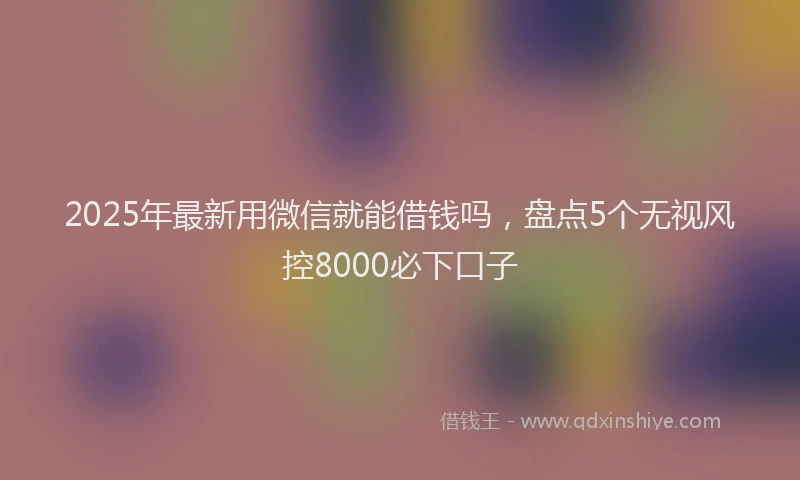 2025年最新用微信就能借钱吗，盘点5个无视风控8000必下口子
