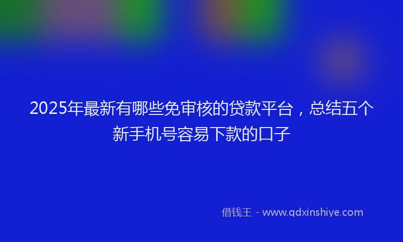 2025年最新有哪些免审核的贷款平台，总结五个新手机号容易下款的口子