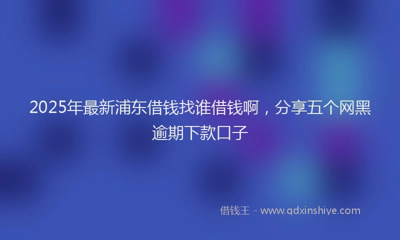2025年最新浦东借钱找谁借钱啊，分享五个网黑逾期下款口子