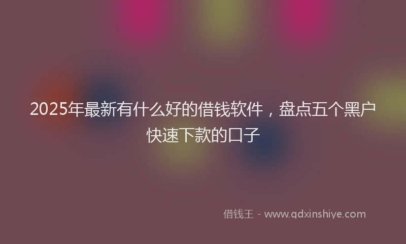 2025年最新有什么好的借钱软件，盘点五个黑户快速下款的口子