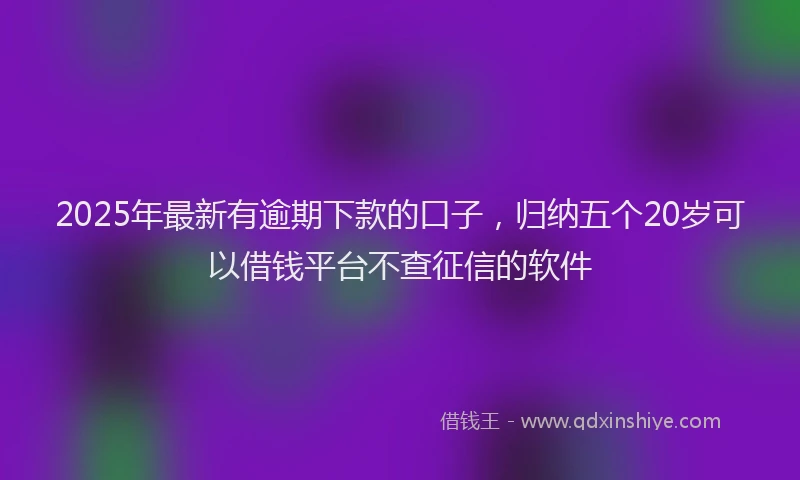 2025年最新有逾期下款的口子，归纳五个20岁可以借钱平台不查征信的软件