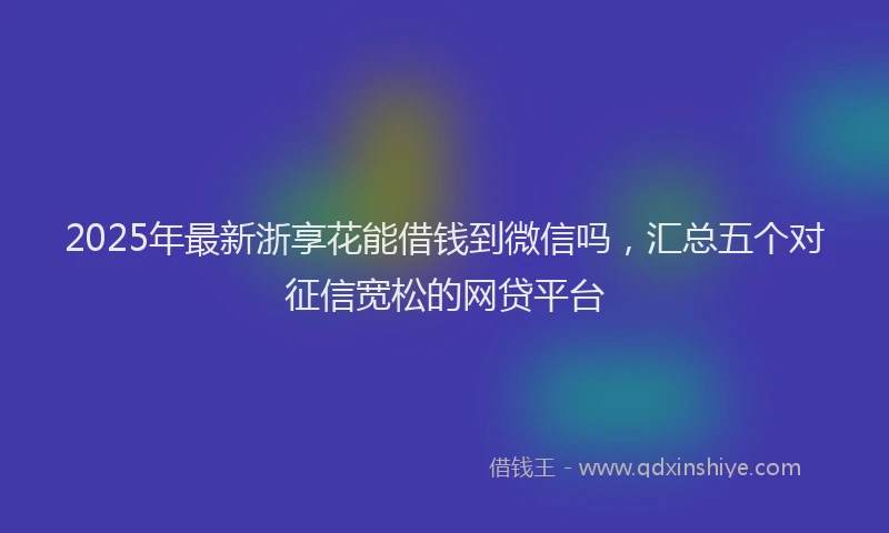 2025年最新浙享花能借钱到微信吗，汇总五个对征信宽松的网贷平台