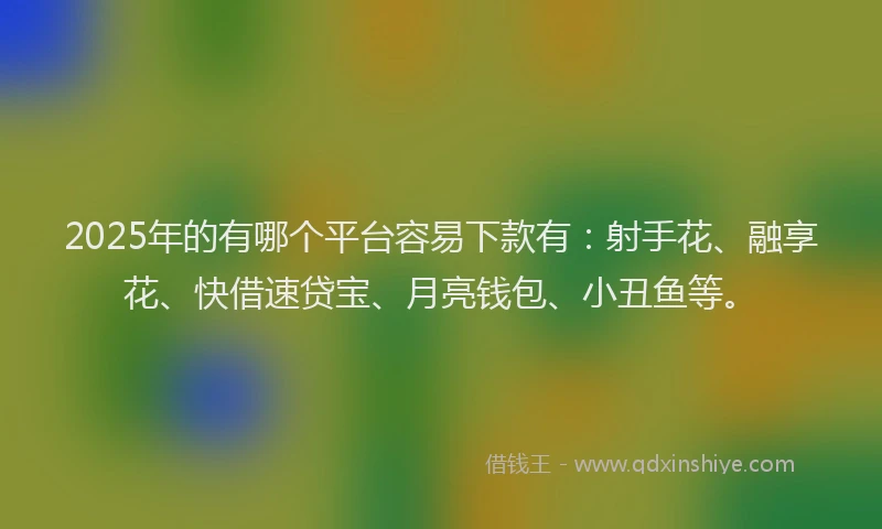 2025年的有哪个平台容易下款有：射手花、融享花、快借速贷宝、月亮钱包、小丑鱼等。