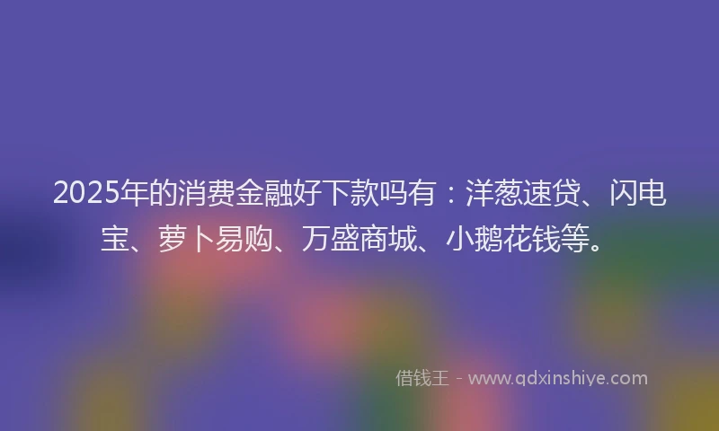 2025年的消费金融好下款吗有：洋葱速贷、闪电宝、萝卜易购、万盛商城、小鹅花钱等。