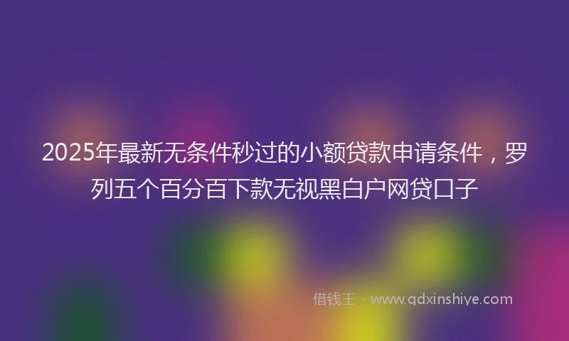2025年最新无条件秒过的小额贷款申请条件，罗列五个百分百下款无视黑白户网贷口子