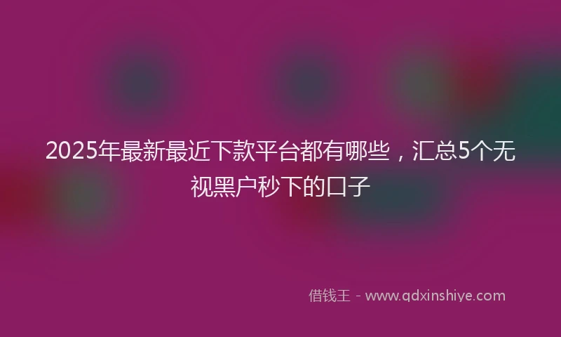2025年最新最近下款平台都有哪些，汇总5个无视黑户秒下的口子