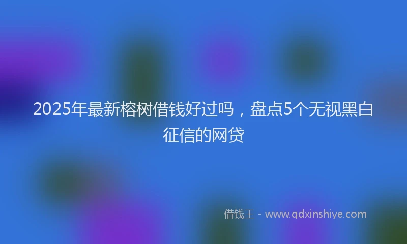 2025年最新榕树借钱好过吗，盘点5个无视黑白征信的网贷