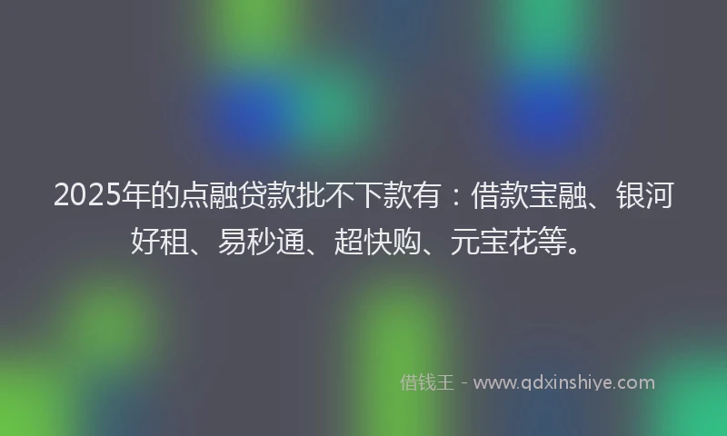 2025年的点融贷款批不下款有：借款宝融、银河好租、易秒通、超快购、元宝花等。