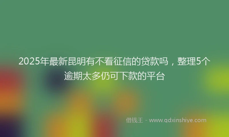 2025年最新昆明有不看征信的贷款吗，整理5个逾期太多仍可下款的平台