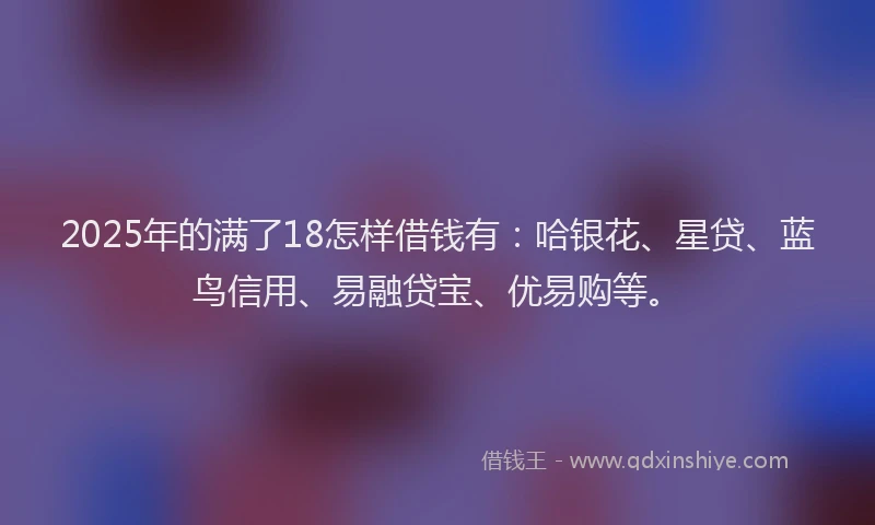 2025年的满了18怎样借钱有：哈银花、星贷、蓝鸟信用、易融贷宝、优易购等。