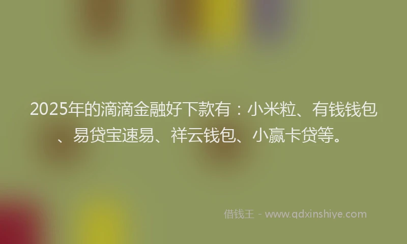 2025年的滴滴金融好下款有：小米粒、有钱钱包、易贷宝速易、祥云钱包、小赢卡贷等。