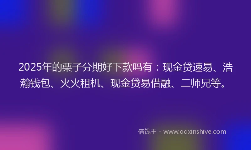 2025年的栗子分期好下款吗有：现金贷速易、浩瀚钱包、火火租机、现金贷易借融、二师兄等。