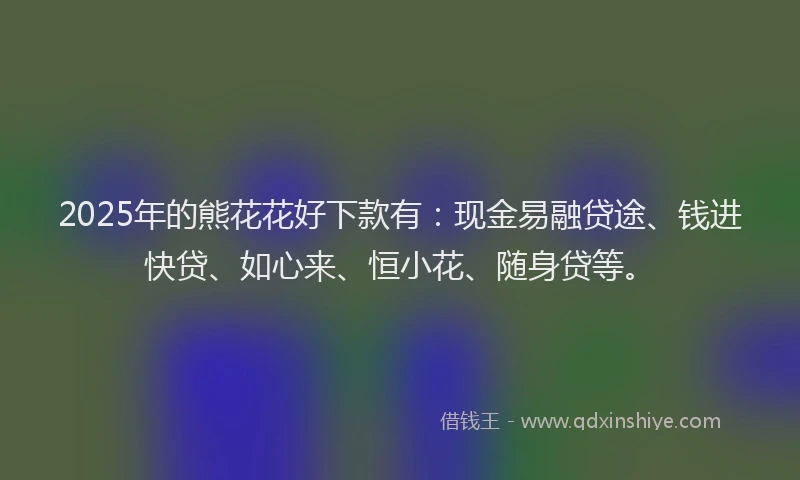 2025年的熊花花好下款有：现金易融贷途、钱进快贷、如心来、恒小花、随身贷等。