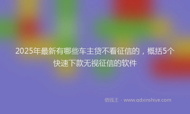 2025年最新有哪些车主贷不看征信的，概括5个快速下款无视征信的软件