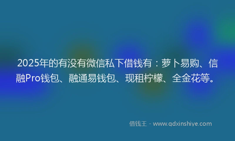 2025年的有没有微信私下借钱有：萝卜易购、信融Pro钱包、融通易钱包、现租柠檬、全金花等。