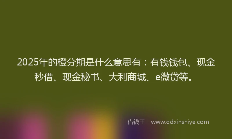 2025年的橙分期是什么意思有：有钱钱包、现金秒借、现金秘书、大利商城、e微贷等。