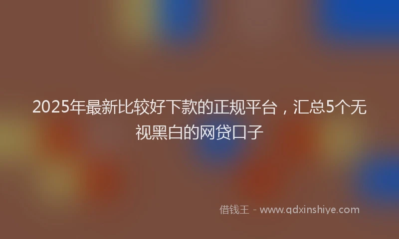 2025年最新比较好下款的正规平台，汇总5个无视黑白的网贷口子