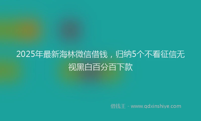 2025年最新海林微信借钱，归纳5个不看征信无视黑白百分百下款