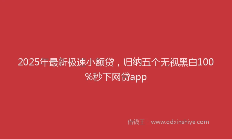 2025年最新极速小额贷，归纳五个无视黑白100%秒下网贷app