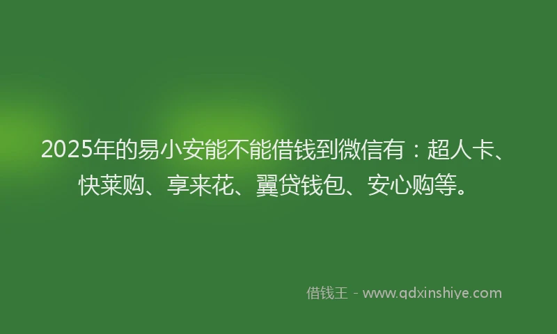 2025年的易小安能不能借钱到微信有：超人卡、快莱购、享来花、翼贷钱包、安心购等。