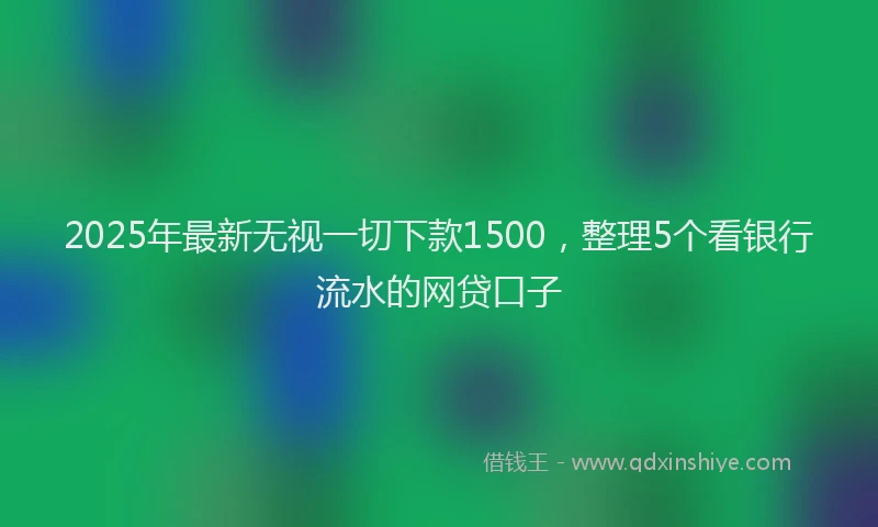 2025年最新无视一切下款1500，整理5个看银行流水的网贷口子