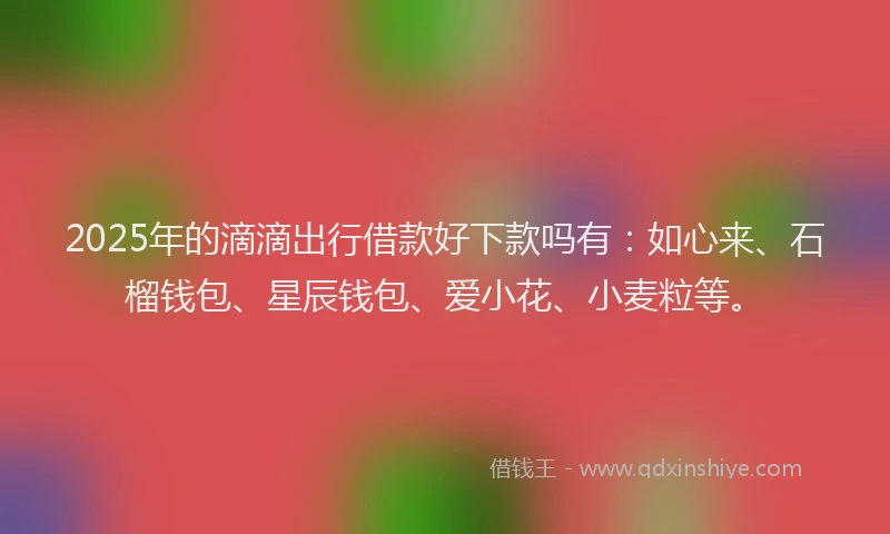 2025年的滴滴出行借款好下款吗有：如心来、石榴钱包、星辰钱包、爱小花、小麦粒等。