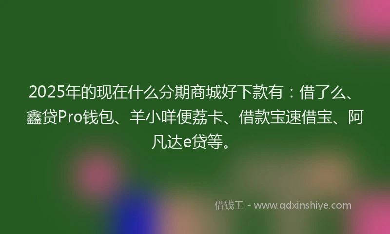 2025年的现在什么分期商城好下款有：借了么、鑫贷Pro钱包、羊小咩便荔卡、借款宝速借宝、阿凡达e贷等。