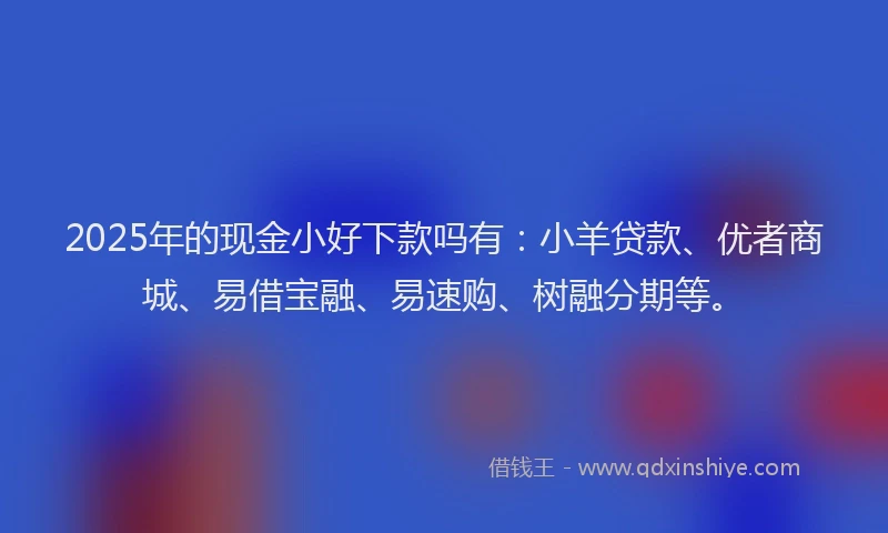 2025年的现金小好下款吗有：小羊贷款、优者商城、易借宝融、易速购、树融分期等。