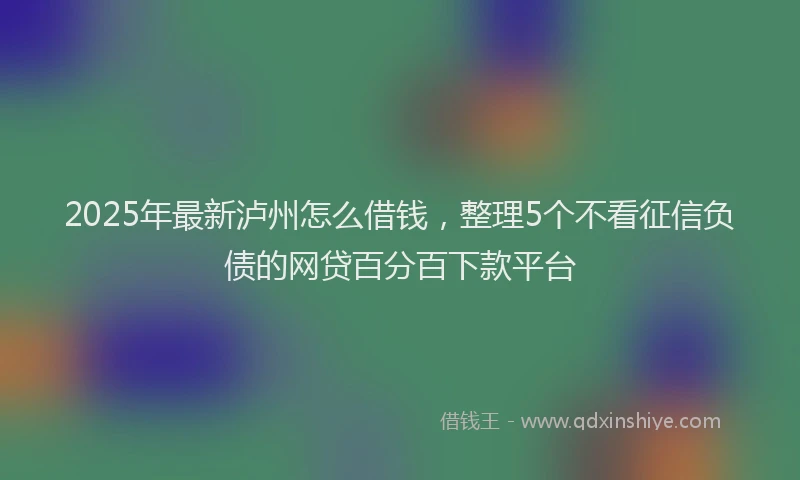 2025年最新泸州怎么借钱，整理5个不看征信负债的网贷百分百下款平台