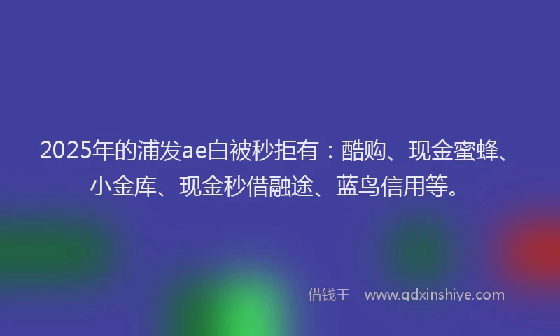 2025年的浦发ae白被秒拒有：酷购、现金蜜蜂、小金库、现金秒借融途、蓝鸟信用等。