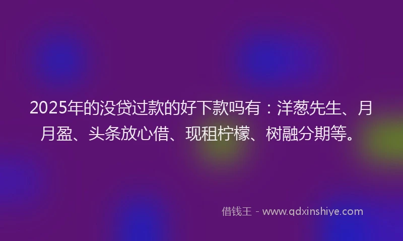 2025年的没贷过款的好下款吗有：洋葱先生、月月盈、头条放心借、现租柠檬、树融分期等。