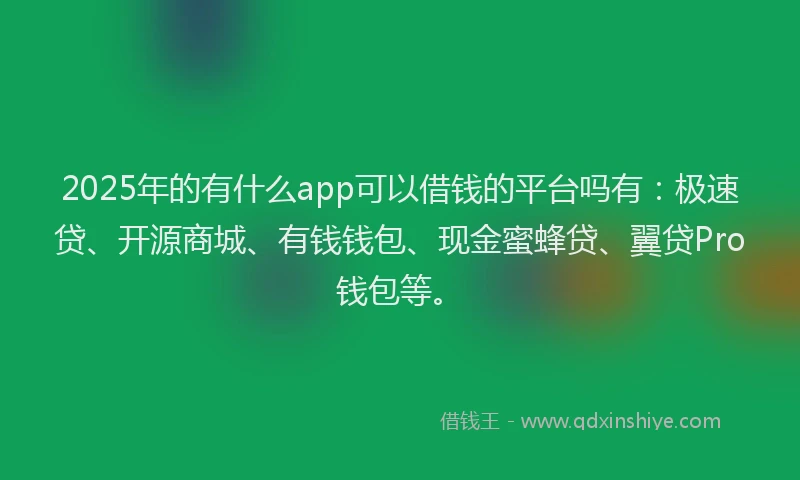 2025年的有什么app可以借钱的平台吗有：极速贷、开源商城、有钱钱包、现金蜜蜂贷、翼贷Pro钱包等。