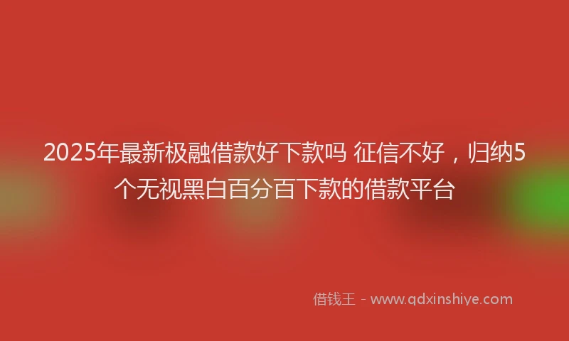 2025年最新极融借款好下款吗 征信不好，归纳5个无视黑白百分百下款的借款平台
