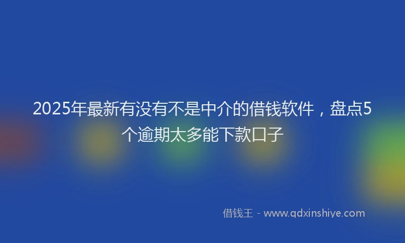 2025年最新有没有不是中介的借钱软件，盘点5个逾期太多能下款口子