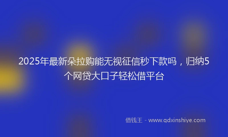 2025年最新朵拉购能无视征信秒下款吗，归纳5个网贷大口子轻松借平台