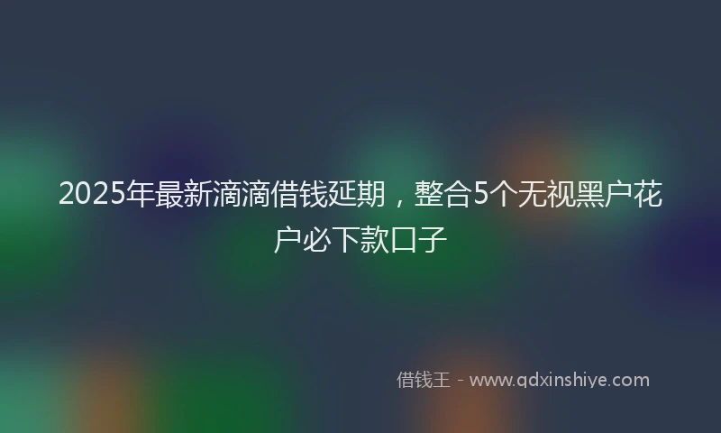 2025年最新滴滴借钱延期，整合5个无视黑户花户必下款口子