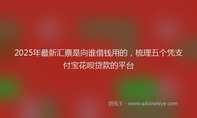 2025年最新汇票是向谁借钱用的，梳理五个凭支付宝花呗贷款的平台