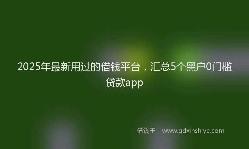2025年最新用过的借钱平台，汇总5个黑户0门槛贷款app
