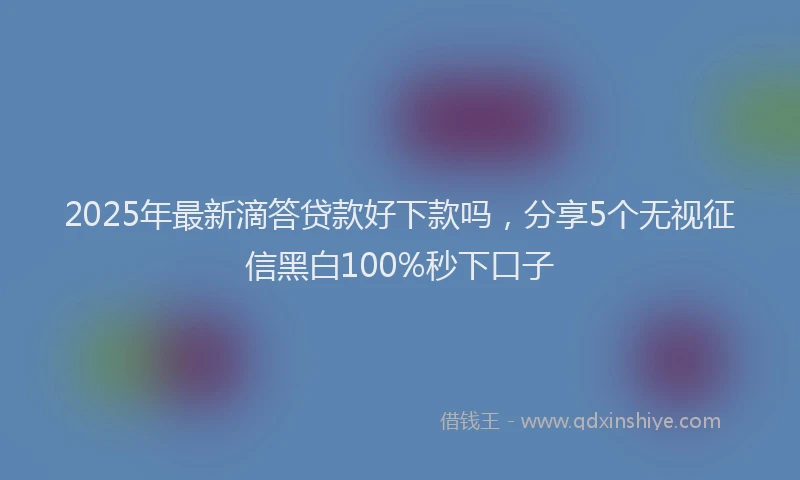 2025年最新滴答贷款好下款吗，分享5个无视征信黑白100%秒下口子