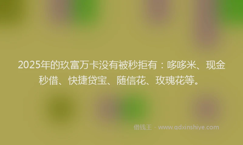 2025年的玖富万卡没有被秒拒有：哆哆米、现金秒借、快捷贷宝、随信花、玫瑰花等。