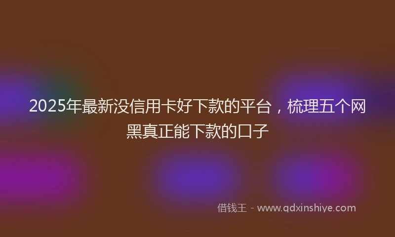 2025年最新没信用卡好下款的平台，梳理五个网黑真正能下款的口子