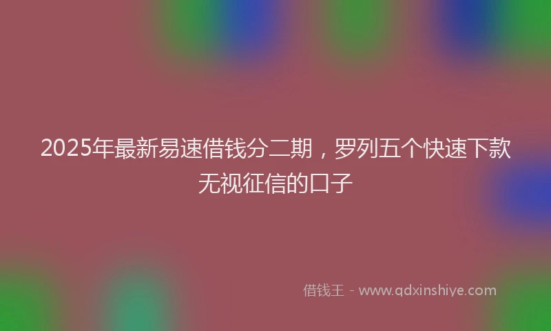 2025年最新易速借钱分二期，罗列五个快速下款无视征信的口子