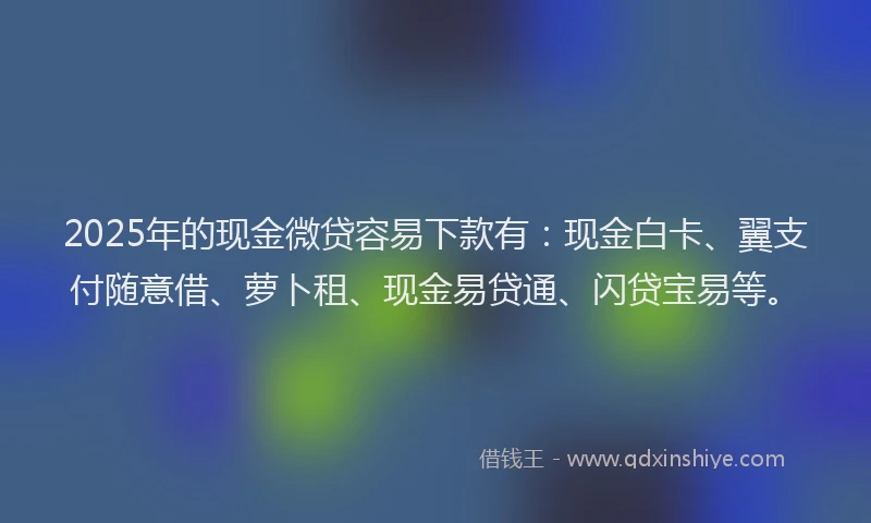 2025年的现金微贷容易下款有：现金白卡、翼支付随意借、萝卜租、现金易贷通、闪贷宝易等。